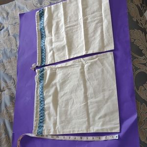 Set of 2 BNWOT Tory Burch oatmeal & blue drawstring shoe bags